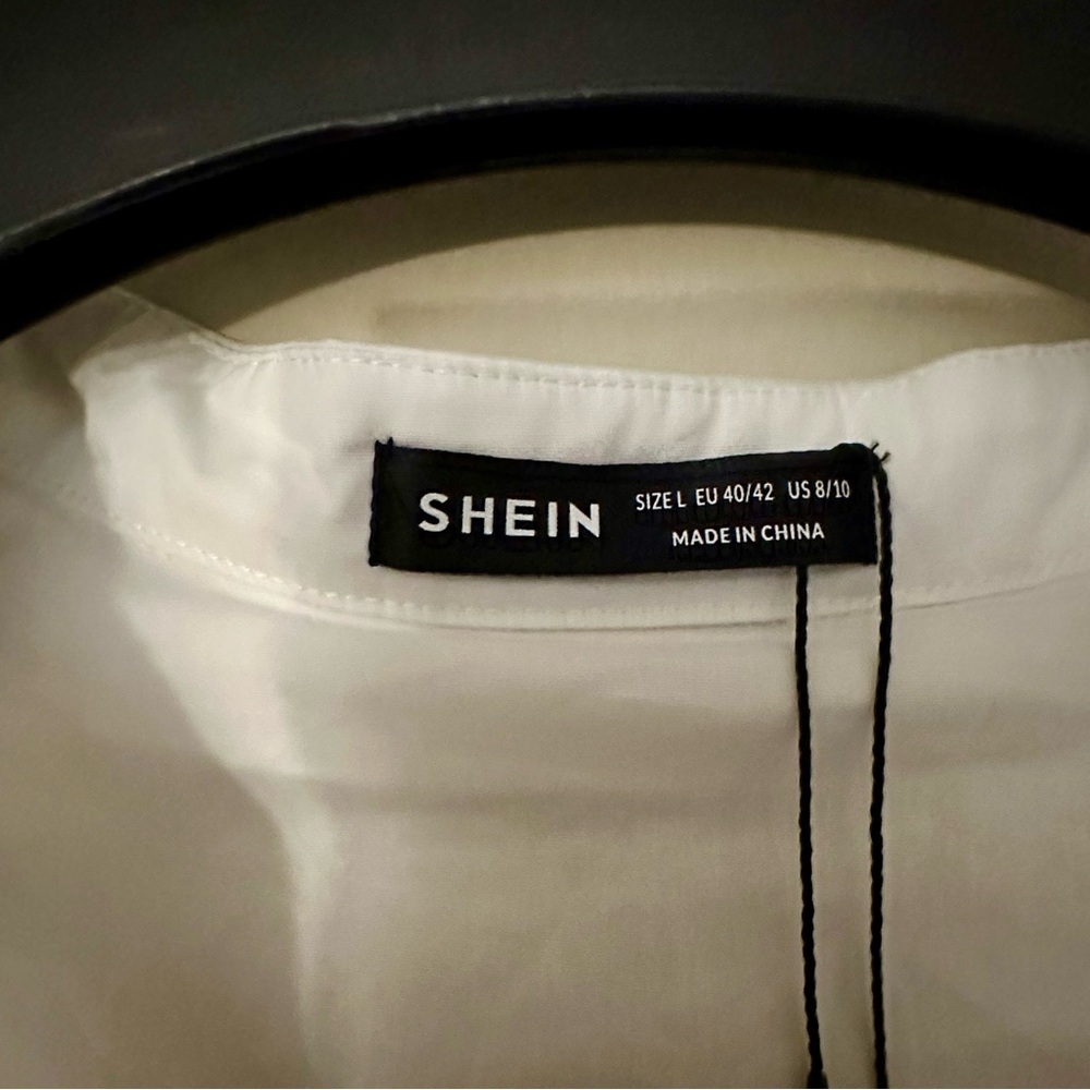 🌸 Shein White Corset Lace Up Blouse L Chic Spring Aesthetic Top NWT - Picture 5 of 5